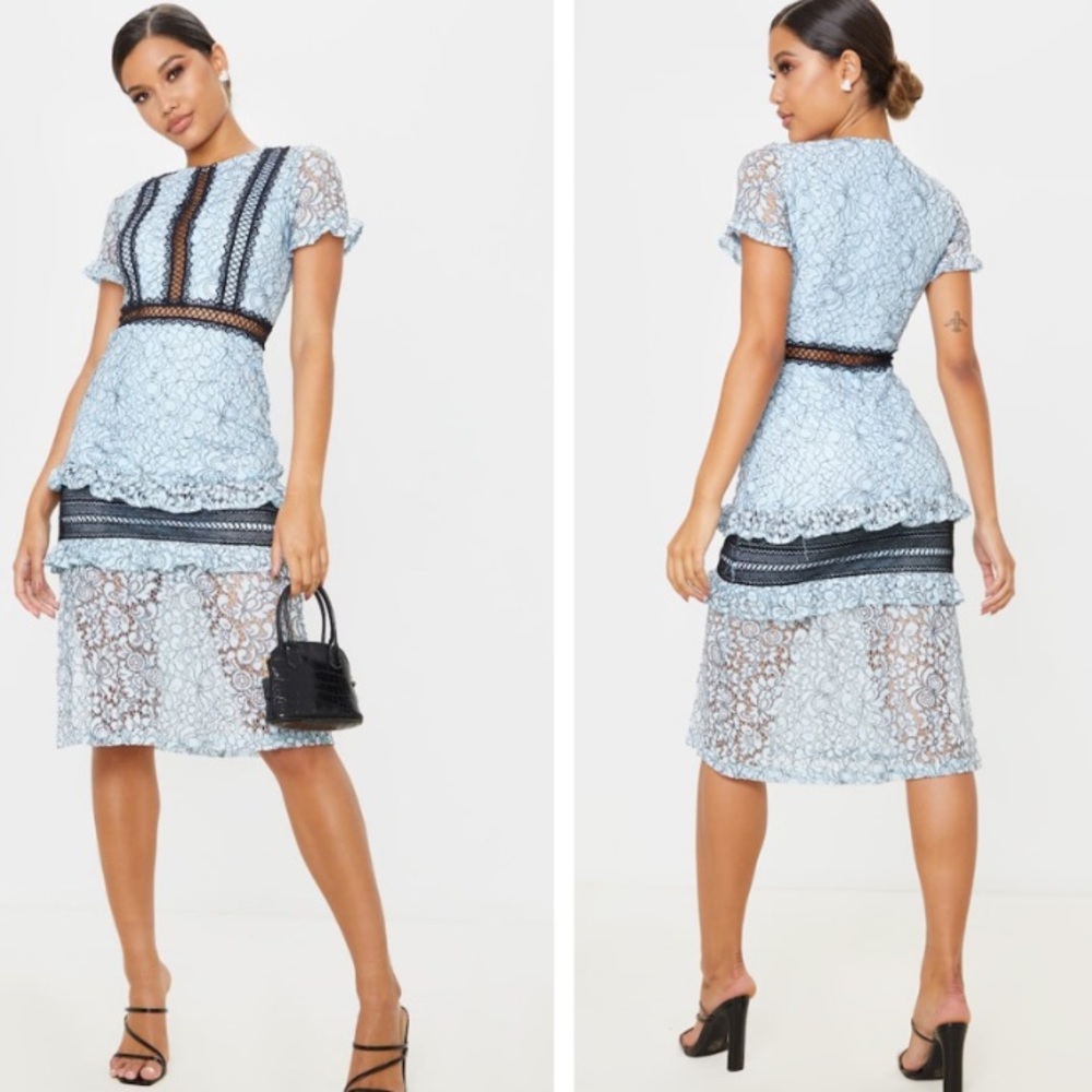Blue Lace Midi Dress